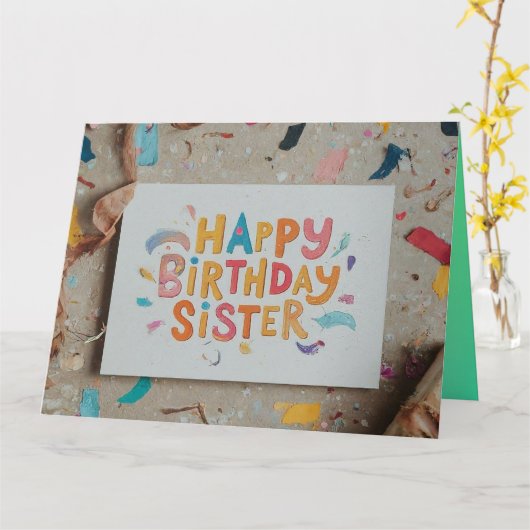 姉妹の誕生日に特別なメッセージを。美しく折られたグリーティングカードで、誕生日を祝いましょう。カスタ カード (黄色い花)