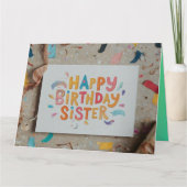 姉妹の誕生日に特別なメッセージを。美しく折られたグリーティングカードで、誕生日を祝いましょう。カスタ カード (正面)