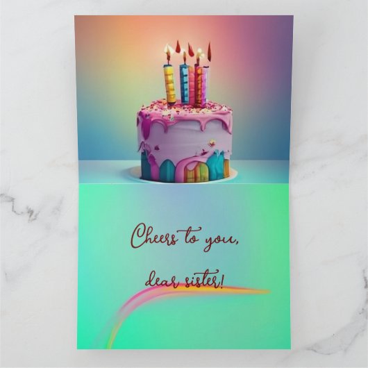 姉妹の誕生日に特別なメッセージを。美しく折られたグリーティングカードで、誕生日を祝いましょう。カスタ カード (内部)