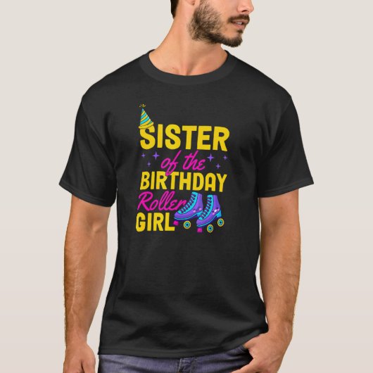 姉妹の誕生日ローラーガールローラースケートで滑る Tシャツ (正面)