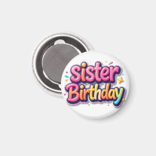 姉妹の誕生日虹のバブルギフト 姉妹へのプレゼント マグネット (正面/裏面)