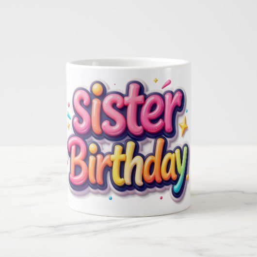 姉妹の誕生日虹色バブルギフト 妹へ ジャンボコーヒーマグカップ (正面)