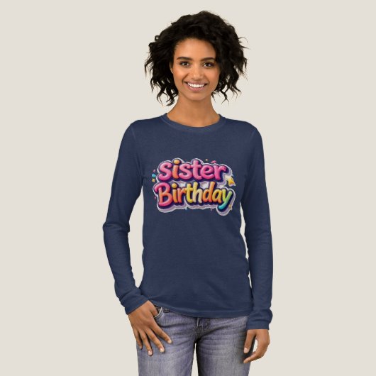 姉妹の誕生日 虹色のバブルギフト 姉妹へ トライブレンドＴシャツ (正面全体)