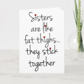 姉妹は太ももののようで、妹のおもしろい誕生日 カード (正面)