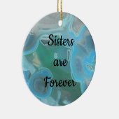 姉妹は永遠にライトブルーの霜降りフォトジェム セラミックオーナメント (右)