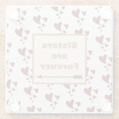 姉妹は永遠のパタ芸術的ーン赤いハート ガラスコースター (裏面)