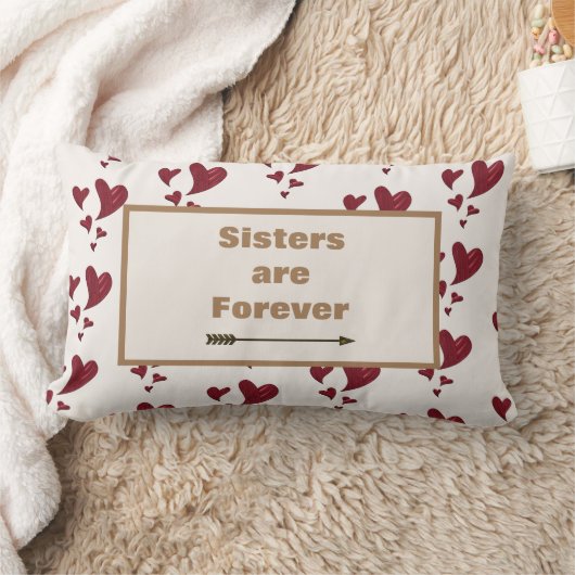 姉妹は永遠金ゴールド矢印絵を描赤いハート ランバークッション (ブランケット)