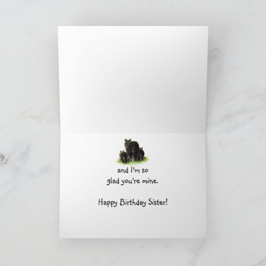 姉妹は生命"我慢できる"誕生日くまを作ります カード (内部)