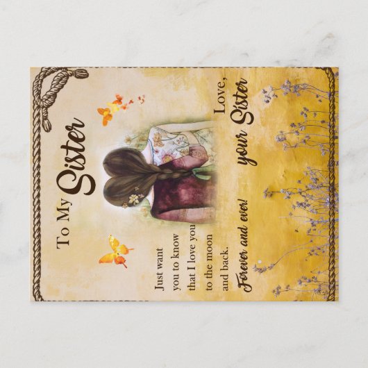 姉妹へのギフト、蝶の愛好家、華やかな姉妹 ポストカード (正面)