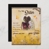 姉妹へのギフト、蝶の愛好家、華やかな姉妹 招待状 (正面/裏面)