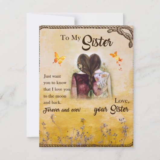 姉妹へのギフト、蝶の愛好家、華麗な姉妹 招待状 (正面)