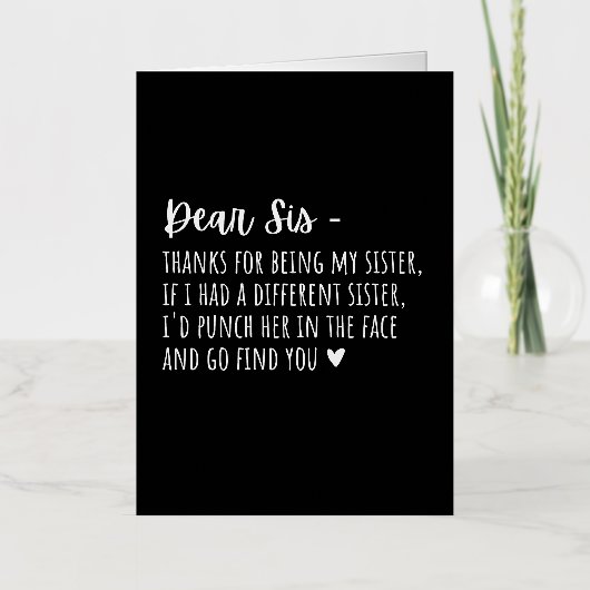 姉妹への感謝の贈り物。 箔シーズンカード (正面)