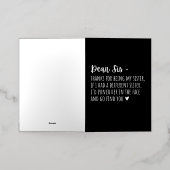 姉妹への感謝の贈り物。 箔シーズンカード (外側レイダウン)