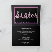 姉妹への感謝を伝えるウェディングメイドオブオナーカード - 格子縞の手書き文字 サンキューカード (内部)