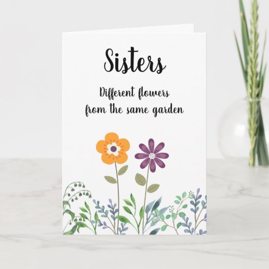 姉妹への美しい花柄のカード 誕生日用に、内部は無記入でお届けします カード (正面)
