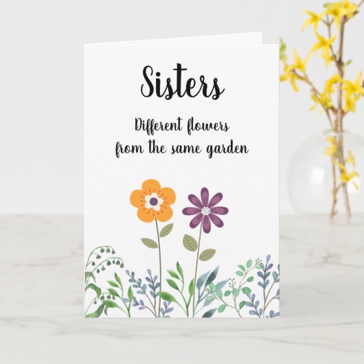 姉妹への美しい花柄のカード 誕生日用に、内部は空白のままにしました。 カード (黄色い花)