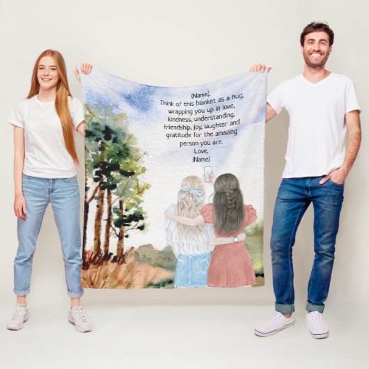 姉妹または友人への贈り物の水彩風景 フリースブランケット (インサイチュ)