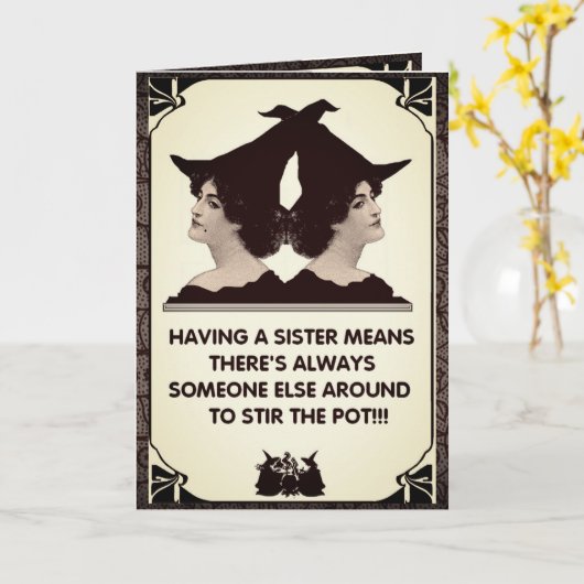 姉妹を持っていること: 挨拶するヴィンテージ カード (黄色い花)