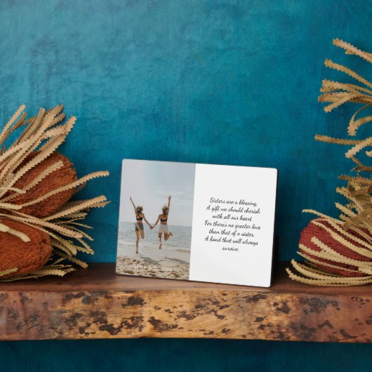 姉妹エレガント脚写真詩ホワイトオーバーレイ フォトプラーク (側面)