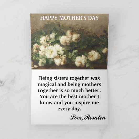 姉妹カスタム母のデイカード用写真テンプレート カード (内部)