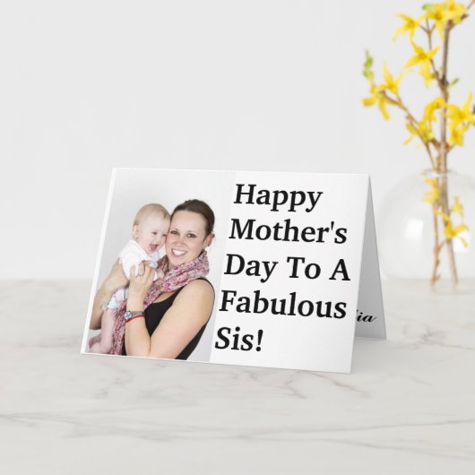 姉妹カスタム母のデイカード用写真テンプレート カード (黄色い花)