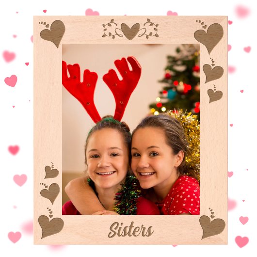 姉妹ギフトカスタム文字レーザエッチング写真 レーザー彫刻フレーム