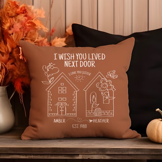 姉妹ギフト私はあなたが隣の写真に住んでいることを望む クッション