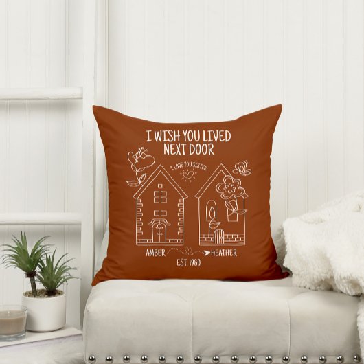 姉妹ギフト私はあなたが隣の写真に住んでいることを望む クッション