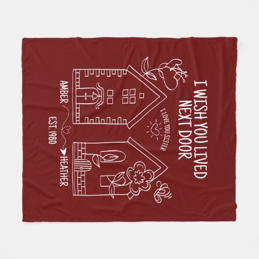 姉妹ギフト私はあなたが隣の写真に住んでいることを望む フリースブランケット (正面(横))