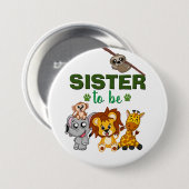 姉妹ジャングルサファリ動物の赤ちゃんシャワーになる 缶バッジ (正面&裏面)