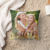 姉妹スクリプトオーバーレイ2写真パーソナライズされた クッション (ブランケット)