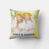 姉妹スクリプトオーバーレイ2写真パーソナライズされた クッション (裏面)