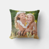 姉妹スクリプトオーバーレイ2写真パーソナライズされた クッション (正面)