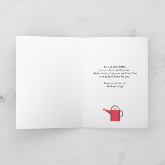 姉妹デイジーと散水缶の母の日 カード (内部)
