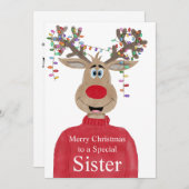 姉妹トナカイのクリスマスのカスタマイズ シーズンカード (正面/裏面)