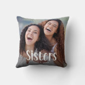 姉妹パーソナライズされた写真かわいい姉妹の贈り物 クッション (裏面)