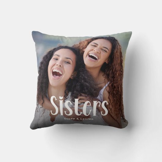 姉妹パーソナライズされた写真かわいい姉妹の贈り物 クッション (裏面)
