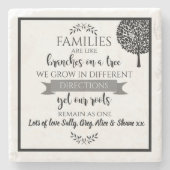 姉妹パーソナライズされた母への家族の木の贈り物パパ ストーンコースター (正面)