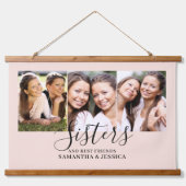 姉妹フォトコラージウッドトップウォールタペストリー 吊り下げ型タペストリー (正面)