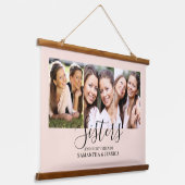 姉妹フォトコラージウッドトップウォールタペストリー 吊り下げ型タペストリー (傾斜あり)