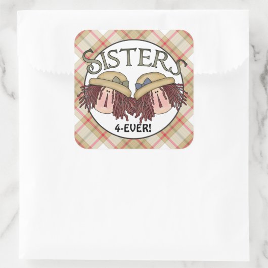 姉妹フォーエバー家族おもしろいシール スクエアシール (バッグ)