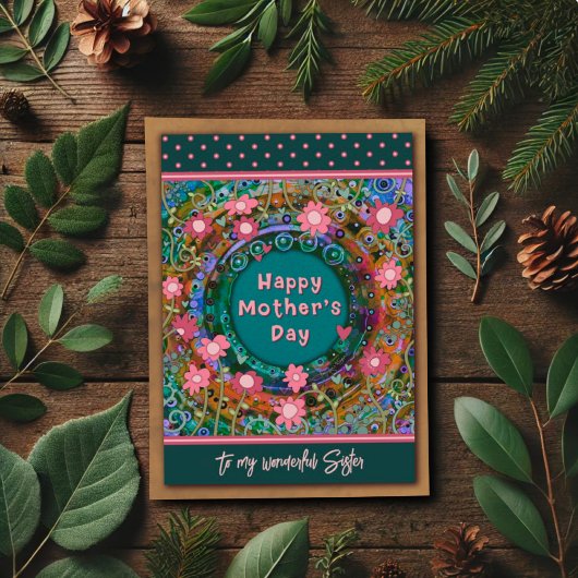 姉妹フローラかわいらしユニークハート母の日 カード