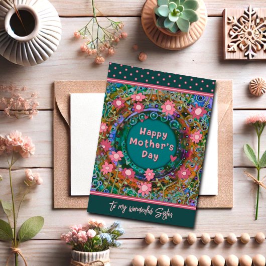姉妹フローラかわいらしユニークハート母の日 カード