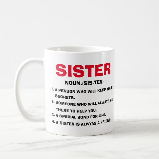 姉妹マグカップ、姉妹の定義マグ、シスター コーヒーマグカップ (左)