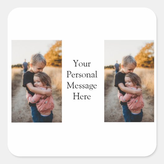 姉妹兄弟家族の追加フォトパーソナルメッセージh スクエアシール (正面)
