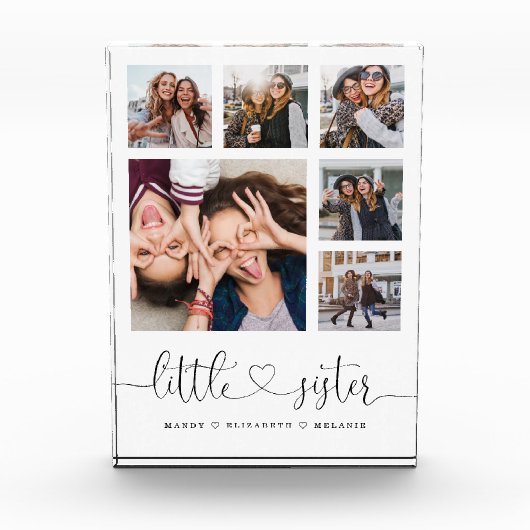 姉妹写真コラージュのための妹のスクリプトのギフト フォトブロック (正面)