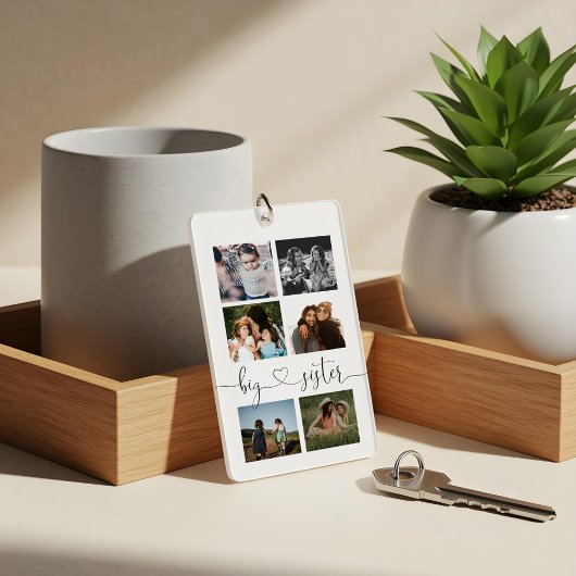 姉妹写真コラージュ用のシスタースクリプトギフト キーホルダー