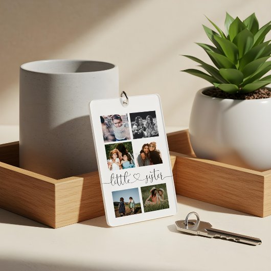 姉妹写真コラージュ用のリトルシスタースクリプトギフト キーホルダー