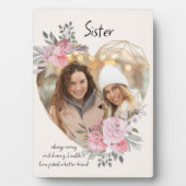 姉妹写真プラーク金ゴールドハートフローラフレーム フォトプラーク (正面)