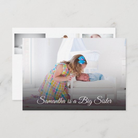 姉妹写真新生児生誕通知カード サンキューカード (正面/裏面)